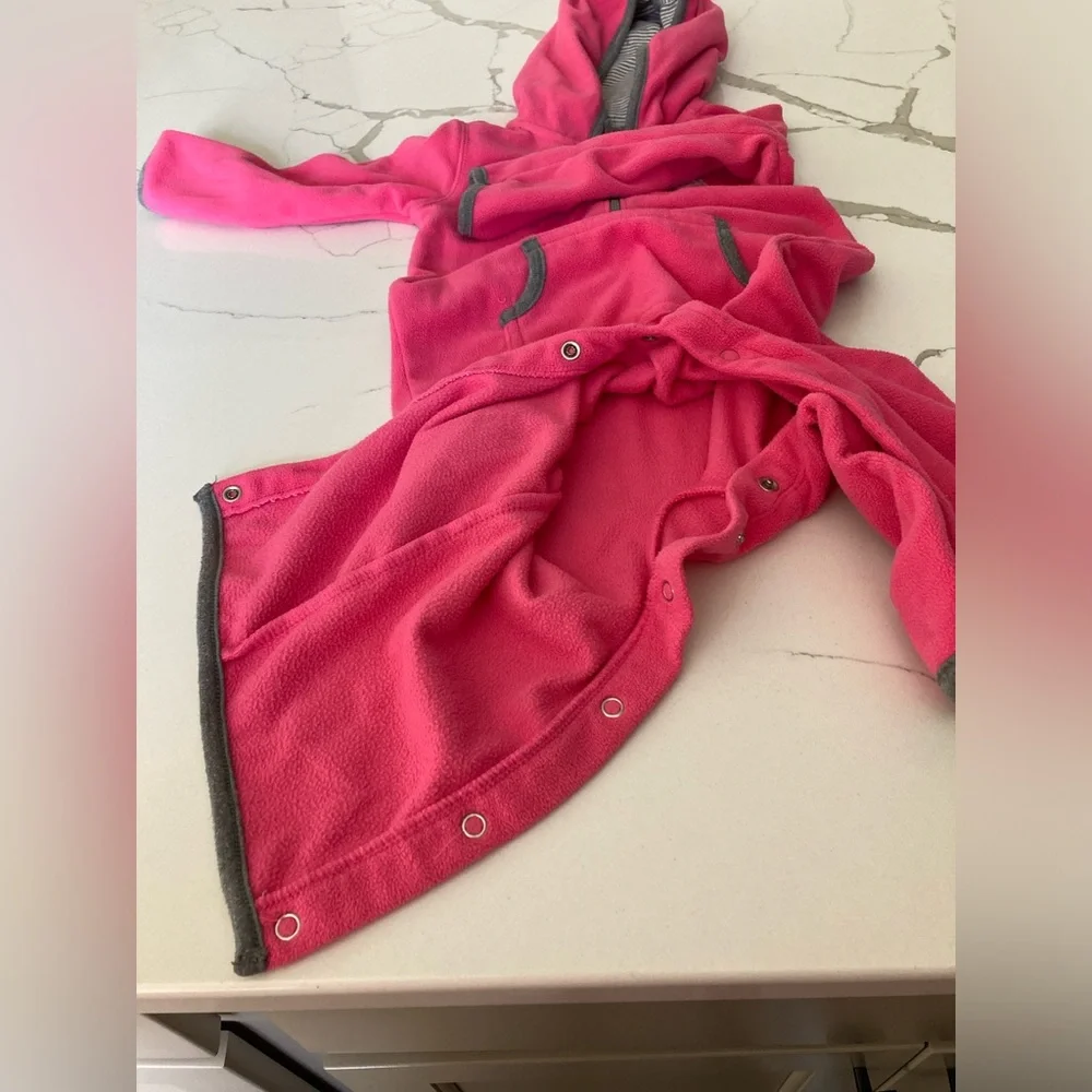 Girl baby youth carters hot pink cupcake grey button up one piece fleece 18mo